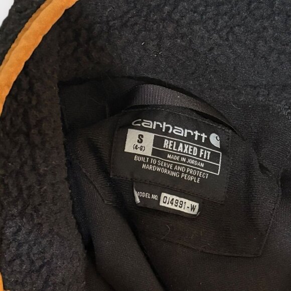 Carhartt Quarter Snap Fleece Pullover S Black Tan Relaxed Fit Jacket Teddy Women - Picture 3 of 6